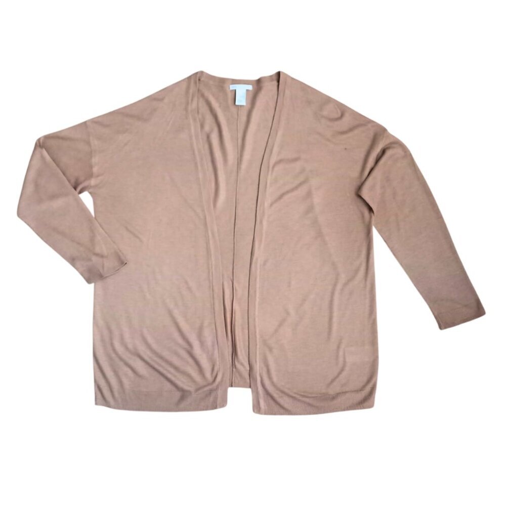 H&M Basic Beige Open Front Cardigan – Women’s Size L